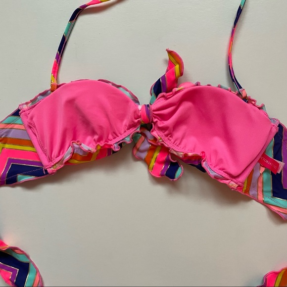 💚3/$15💚 VICTORIA SECRET | Small| Rainbow Halter Tube Bikini Top | Swim - Picture 4 of 8